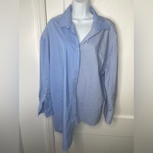 ZARA Women's Asymmetrical Blue Striped Shirt